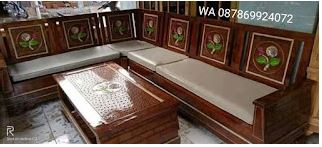 Kursi Tamu Sofa Kayu jati Sudut minimalis ukiran klasik asli Jepara